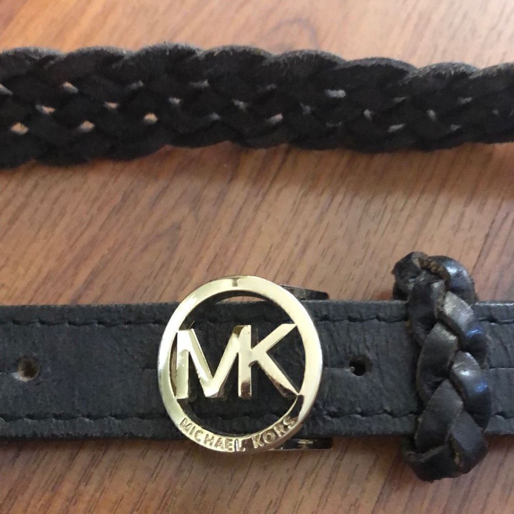 Michael Kors braided leather black belts with gold hardware. 1 inch.